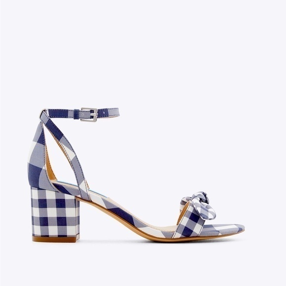 Draper James Shoes - 🆕Draper James Preston Block Heel Ankle Strap Sandals Nassau Navy White Gingham